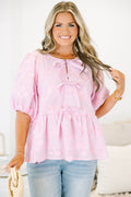 Take It Easy Now Top, Pink Eyelet