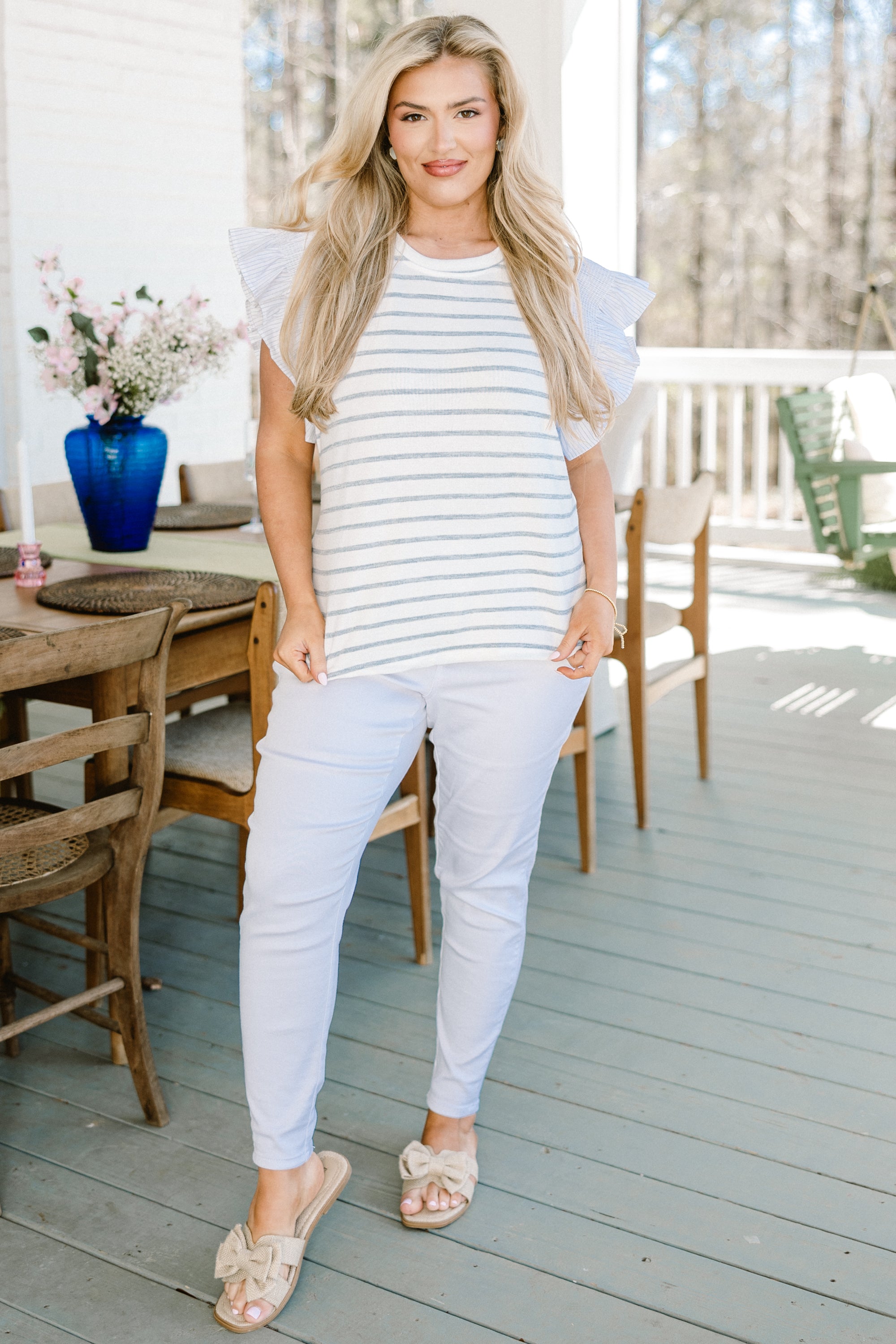 Talk About Prideful Top, Navy-Ivory