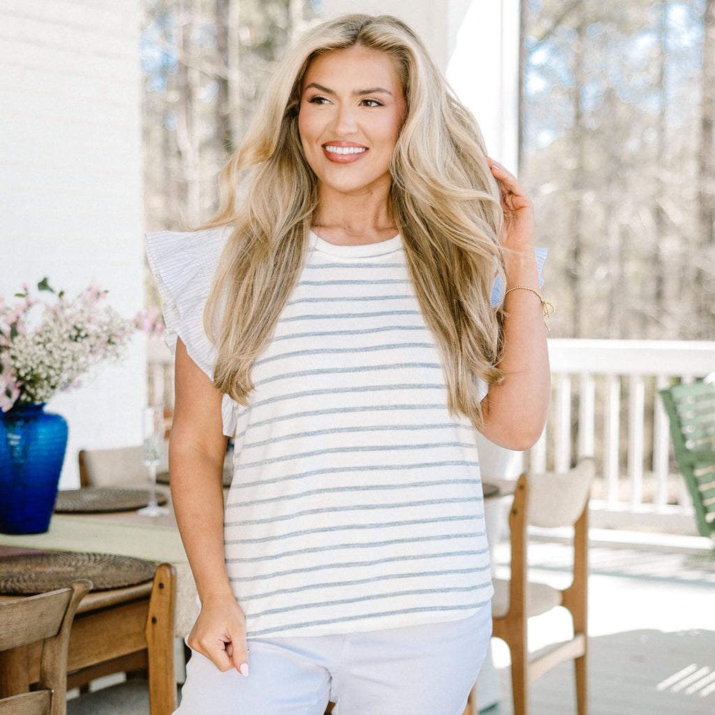 Talk About Prideful Top, Navy-Ivory