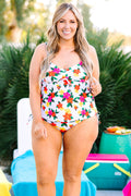 Talk To the Sand Tankini Top, White Floral