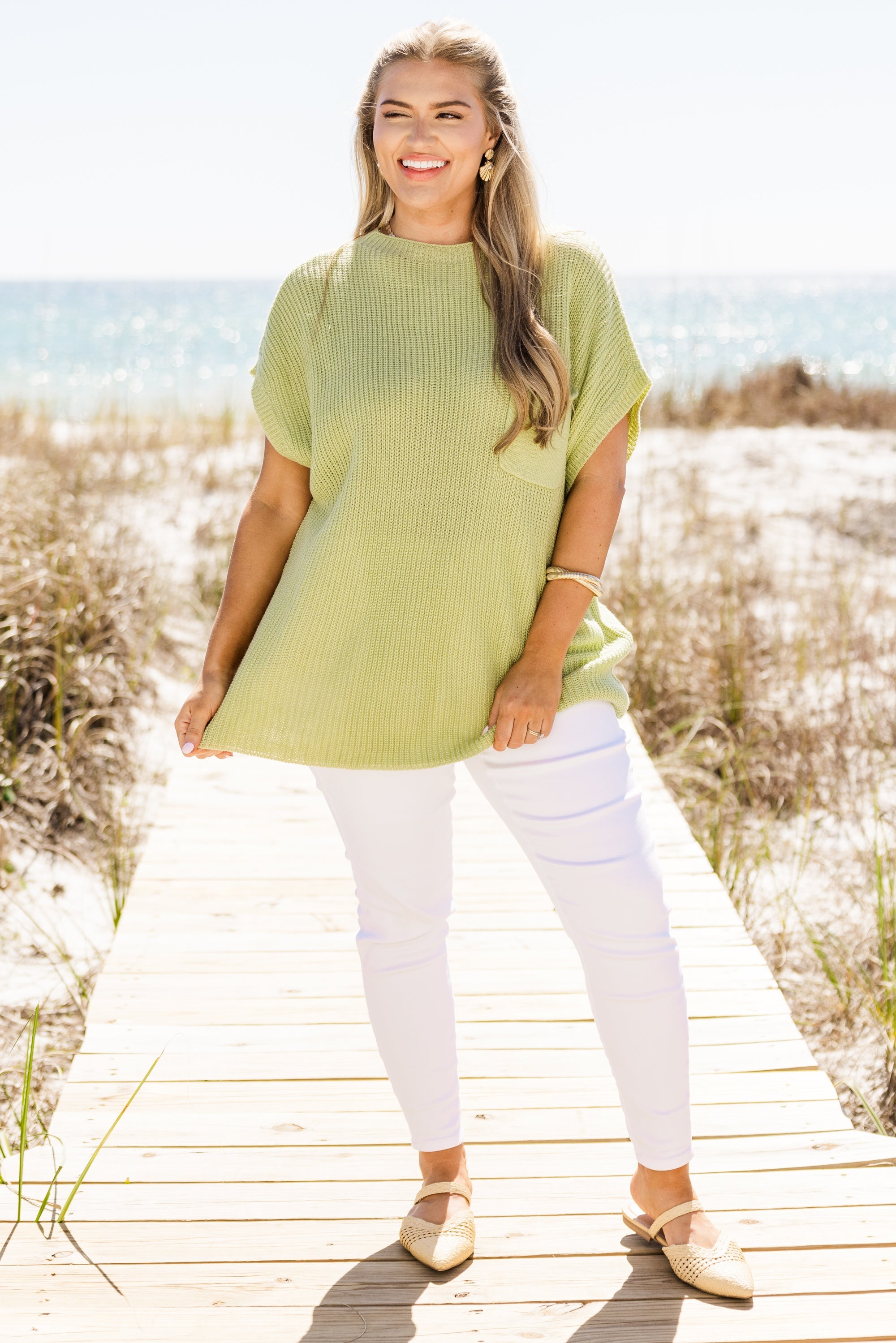 Talking To The Moon Sweater, Light Sage