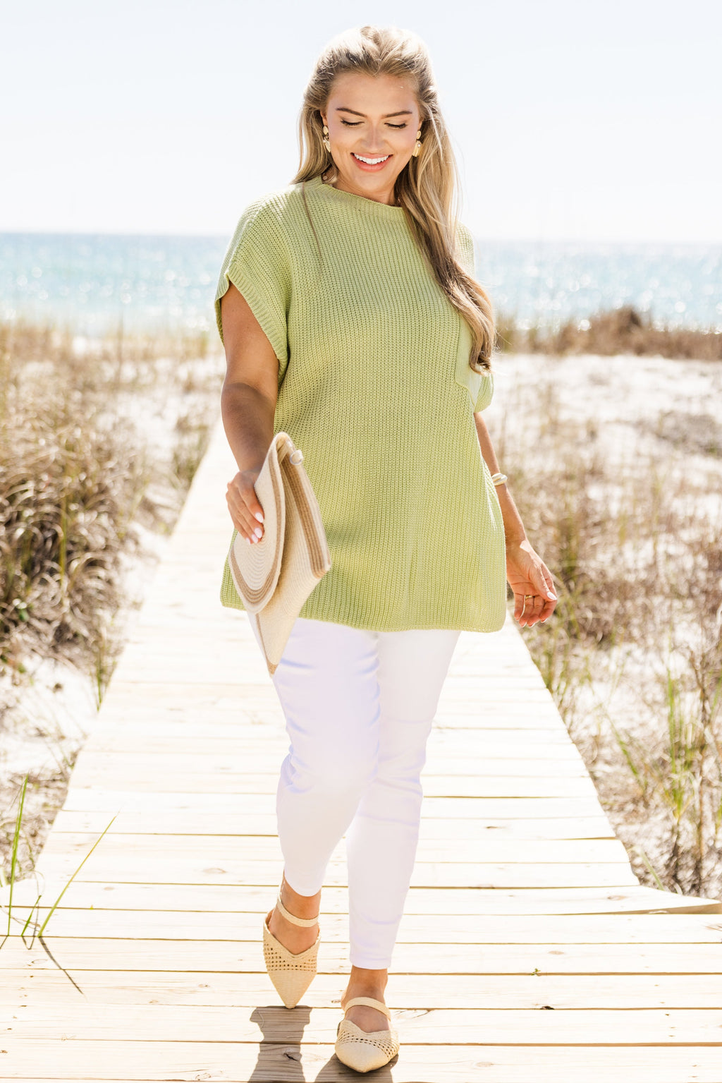 Talking To The Moon Sweater, Light Sage