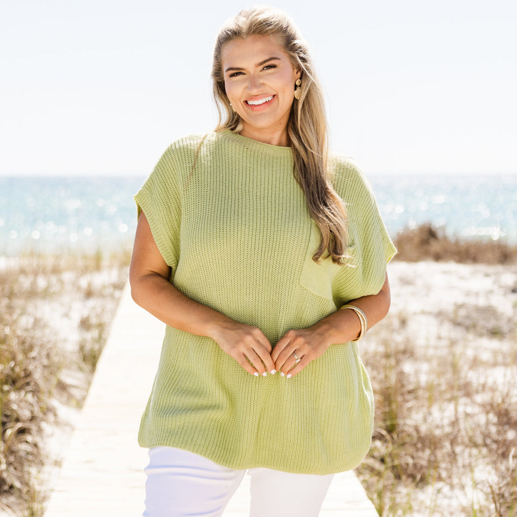 Talking To The Moon Sweater, Light Sage