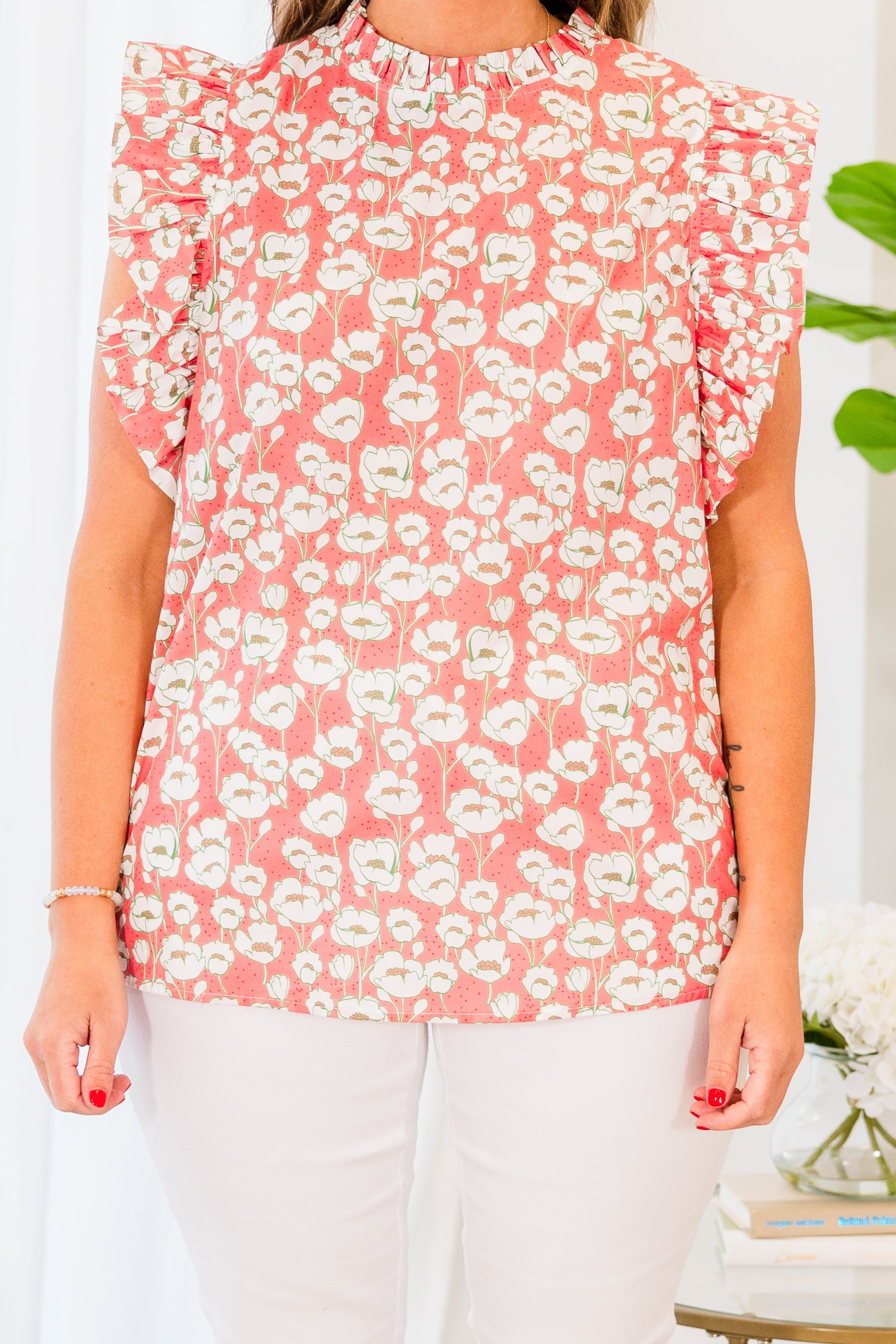 Tall Poppies Top, Peach