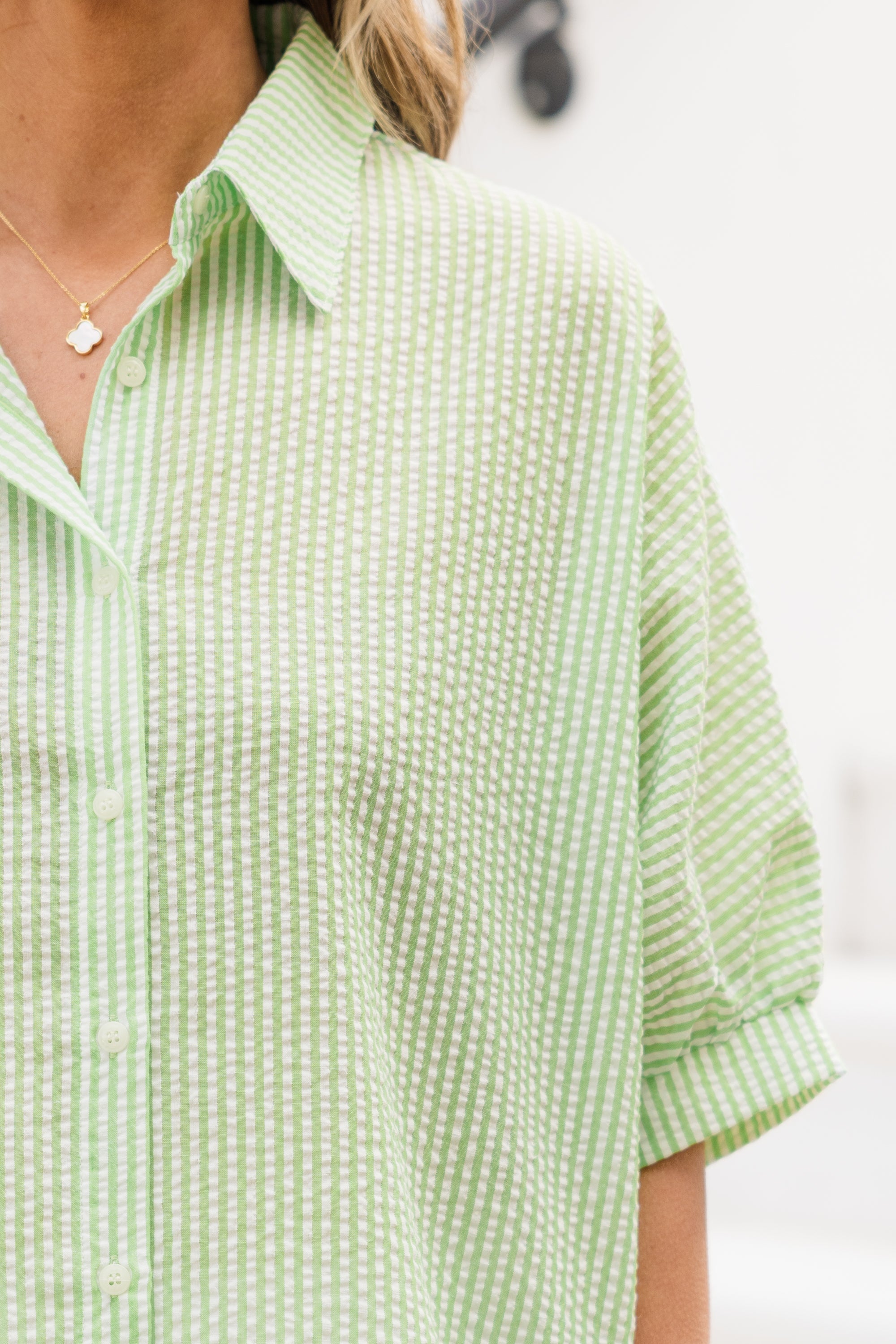 Tangsi Top, Green Stripe
