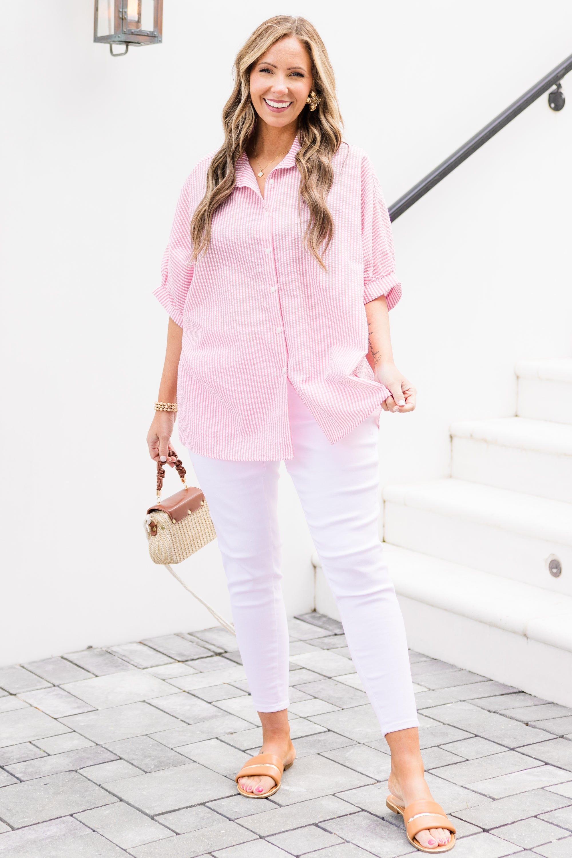 Tangsi Top, Pink Stripe