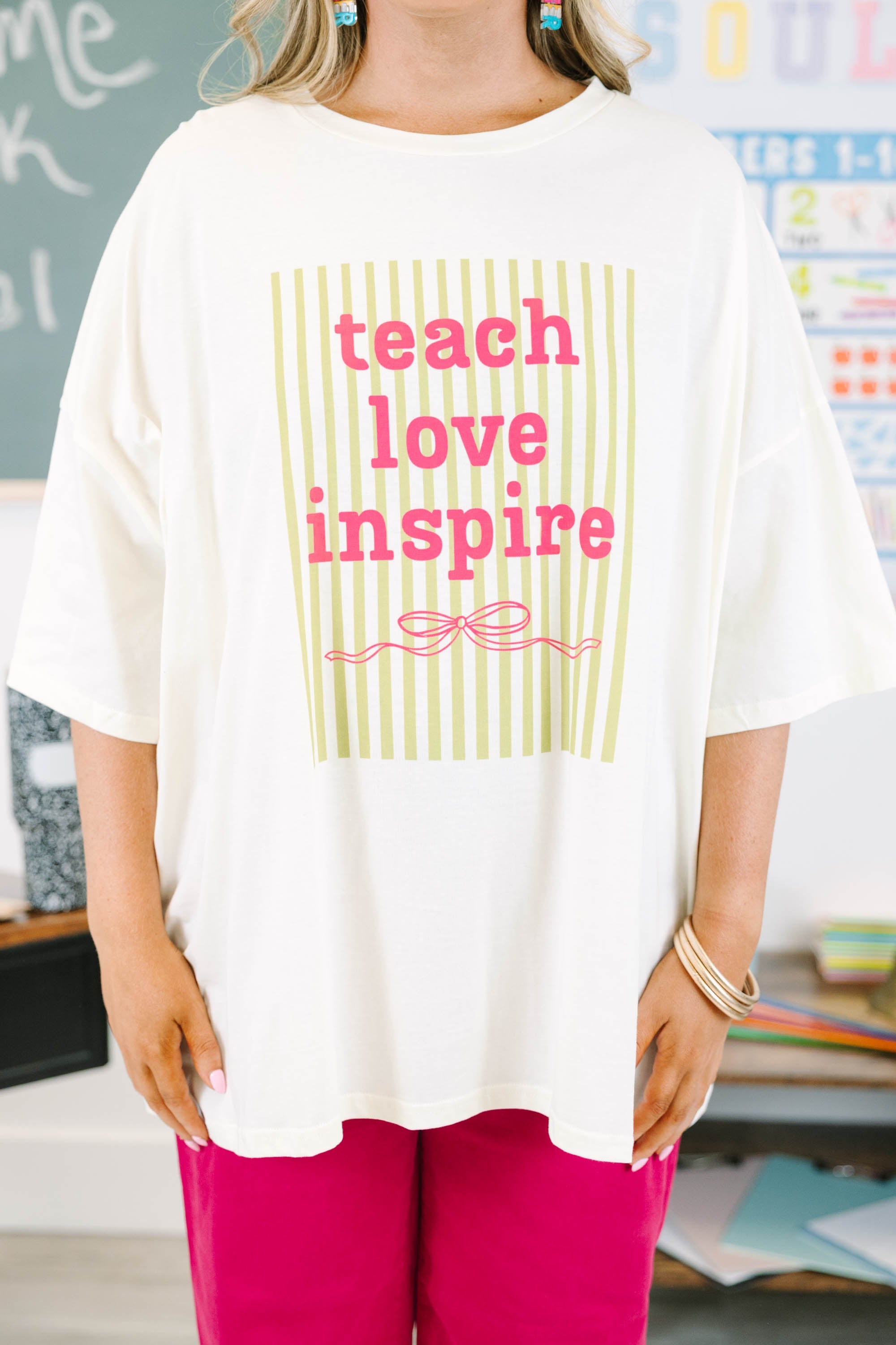 Teach to Inspire Boyfriend Tee, Ivory