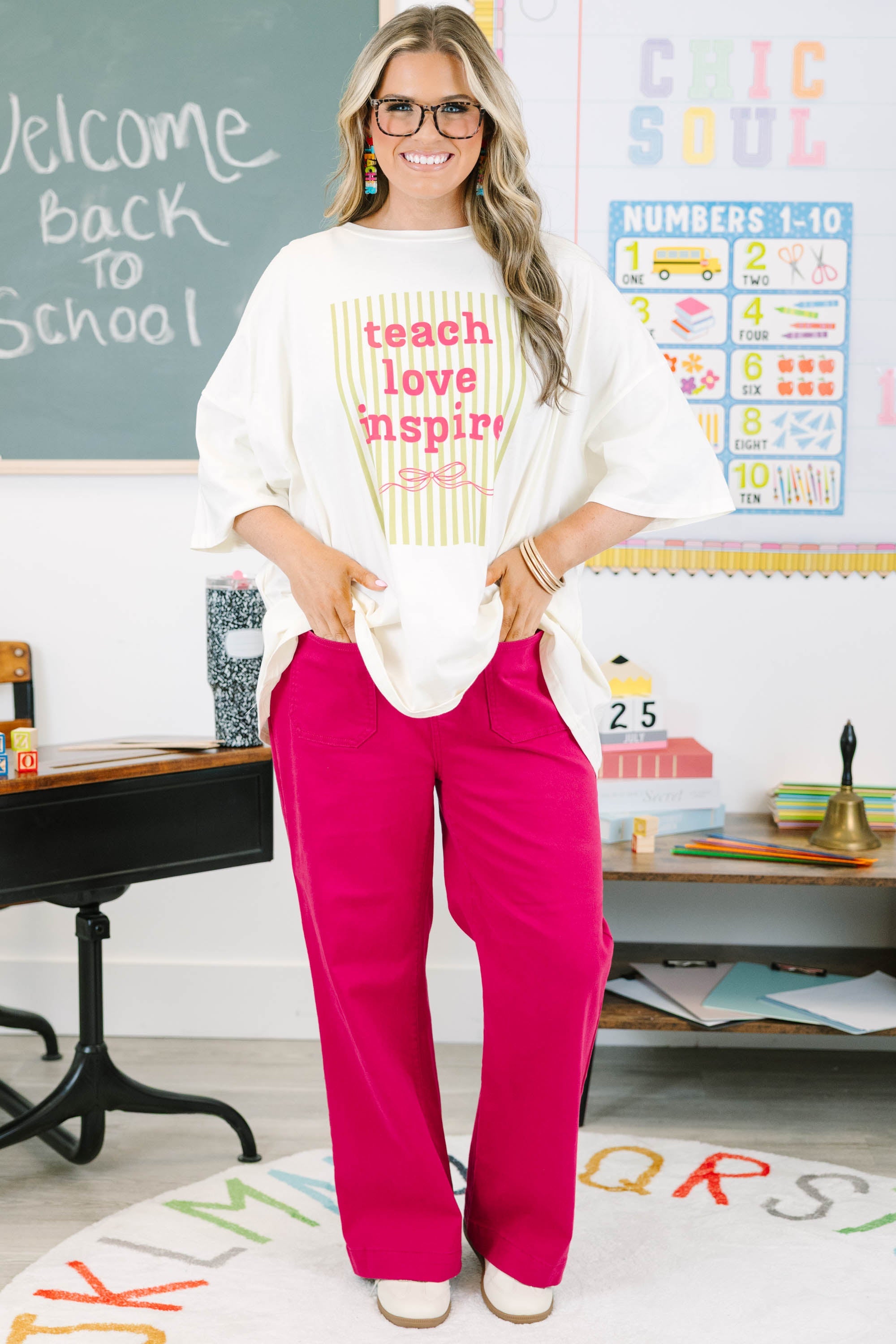Teach to Inspire Boyfriend Tee, Ivory