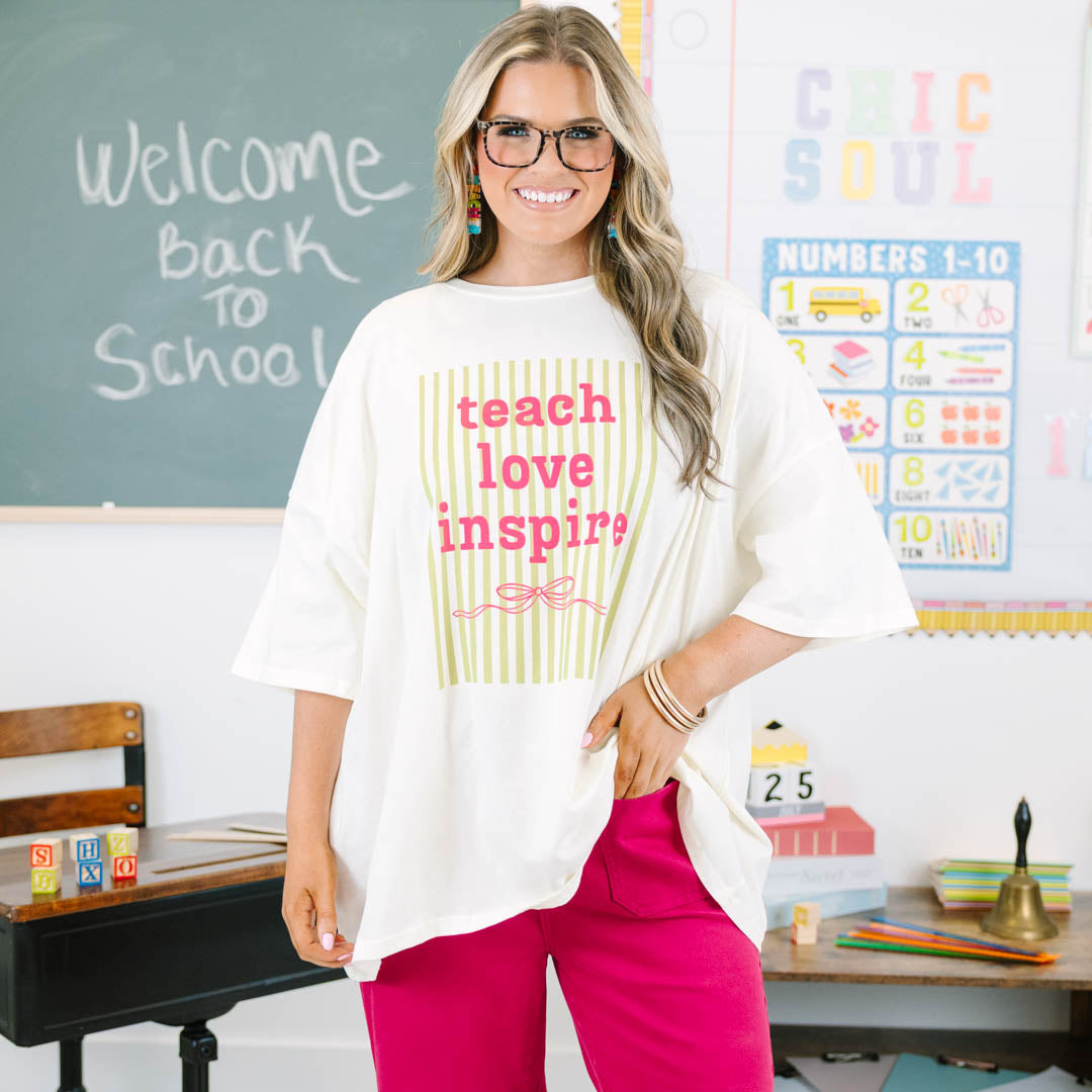 Teach to Inspire Boyfriend Tee, Ivory