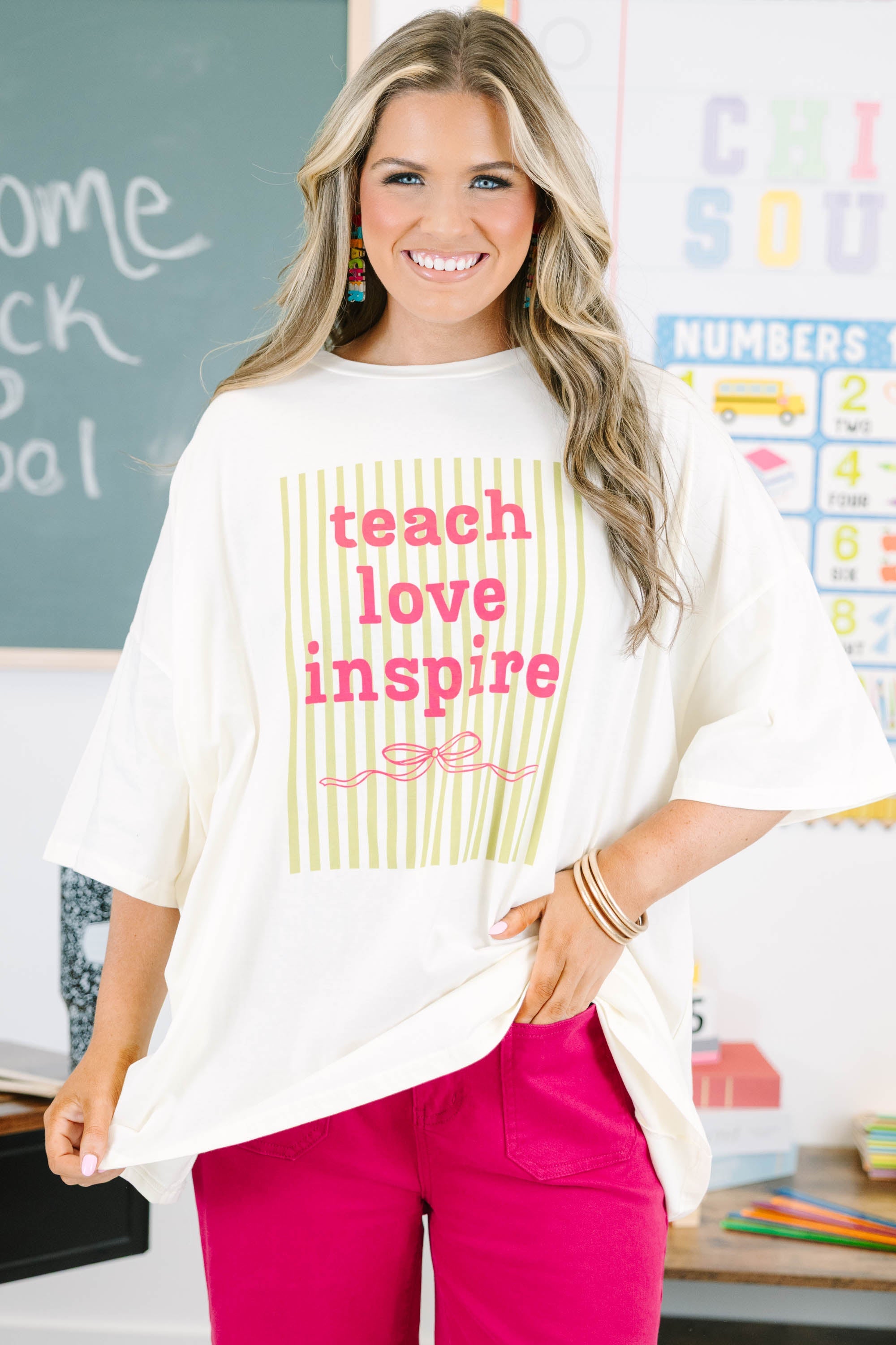 Teach to Inspire Boyfriend Tee, Ivory