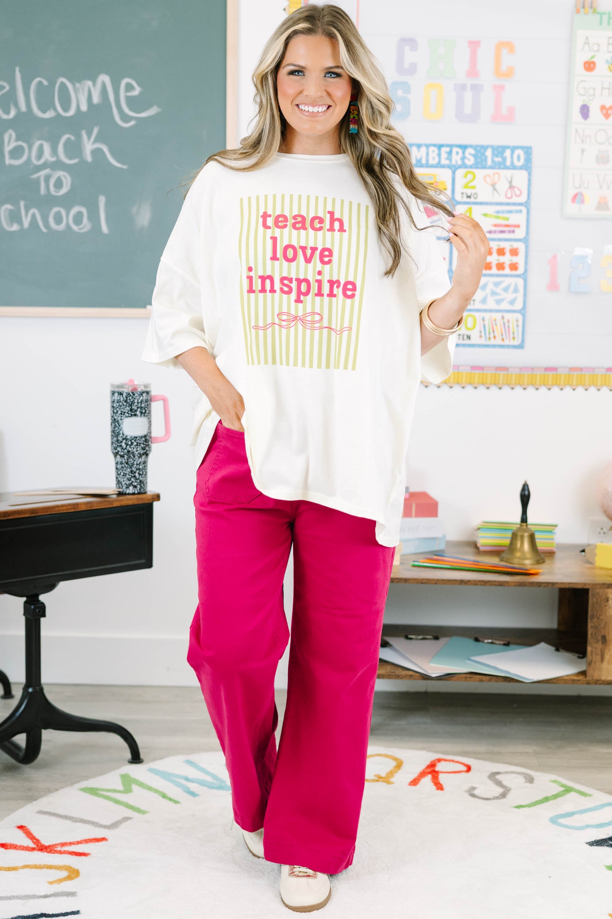 Teach to Inspire Boyfriend Tee, Ivory
