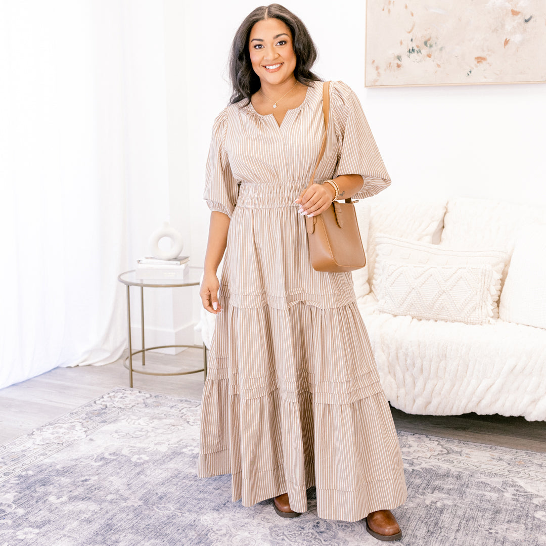 The Clear Choice Dress, Brown Stripe