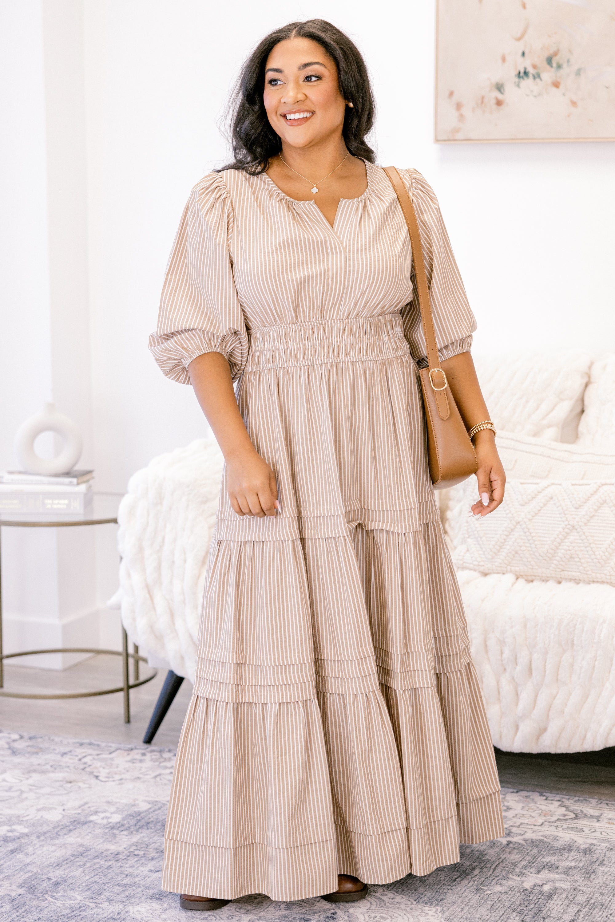 The Clear Choice Dress, Brown Stripe