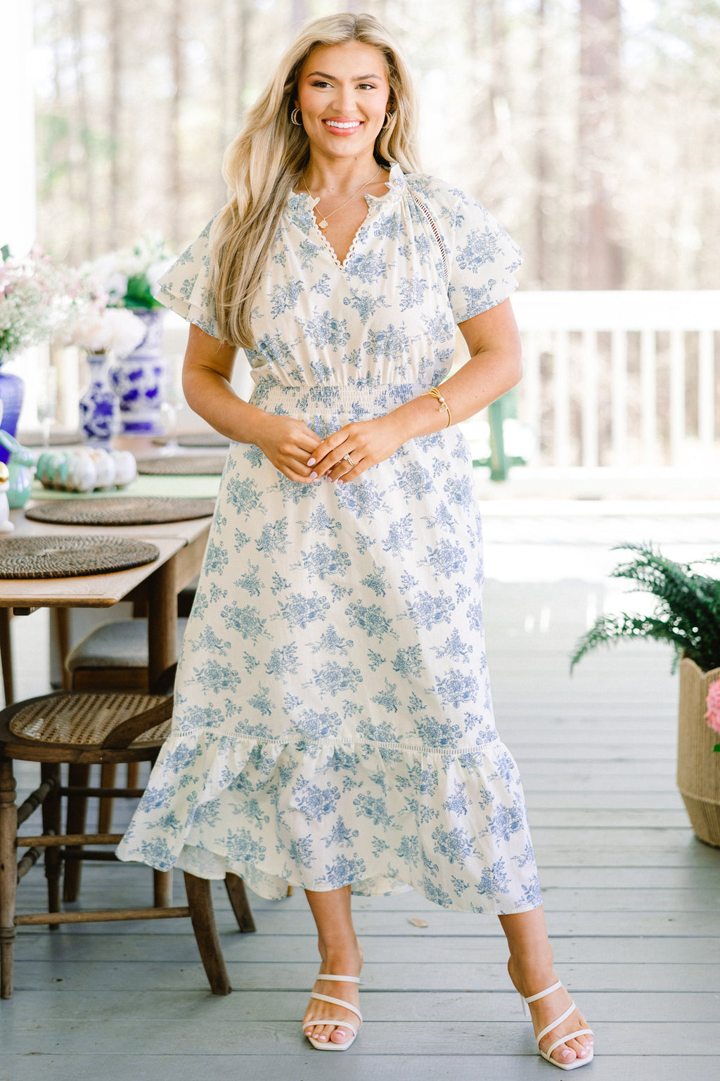 The Garden's Melody Midi Dress, White