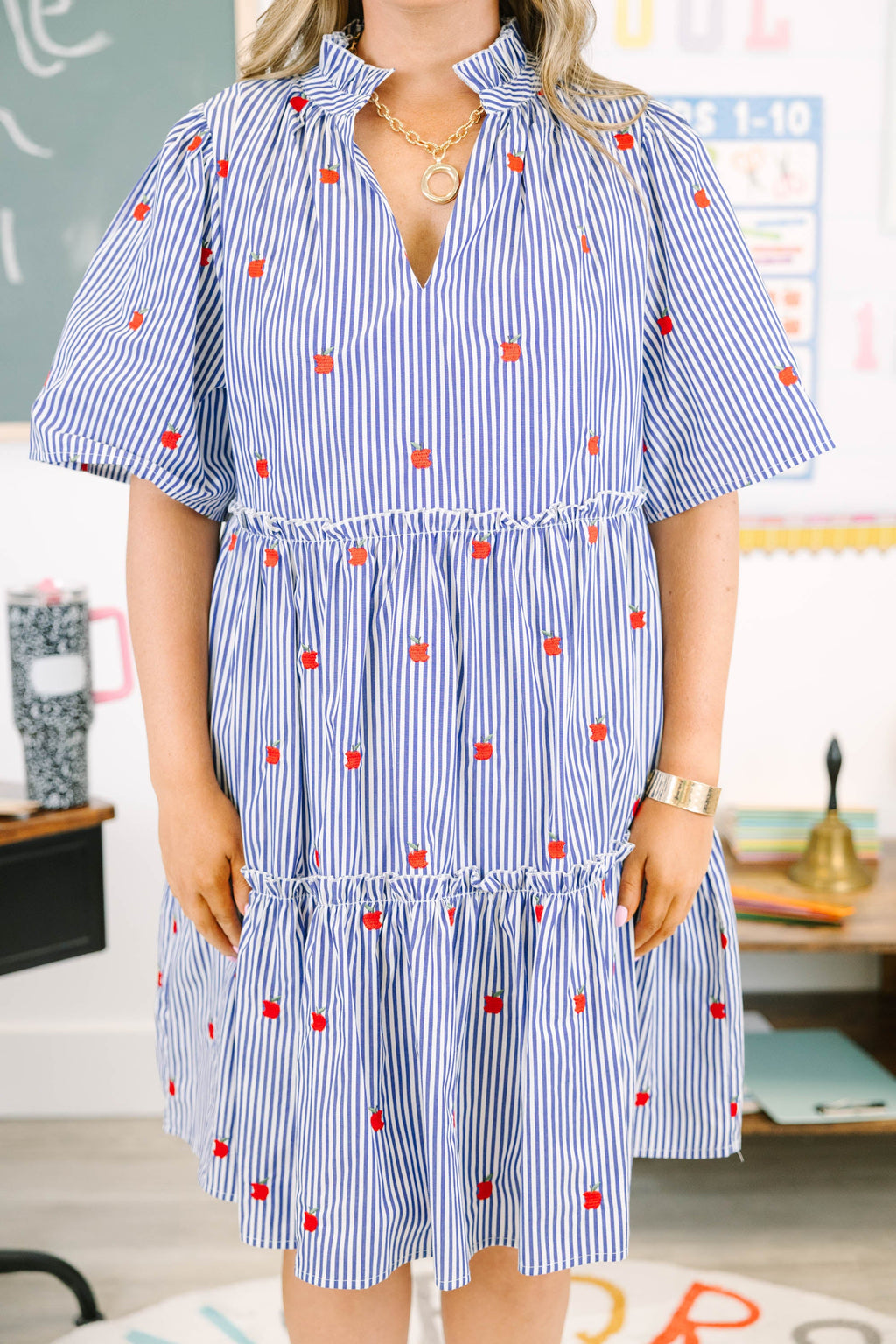 The Polished Apple Dress, Navy