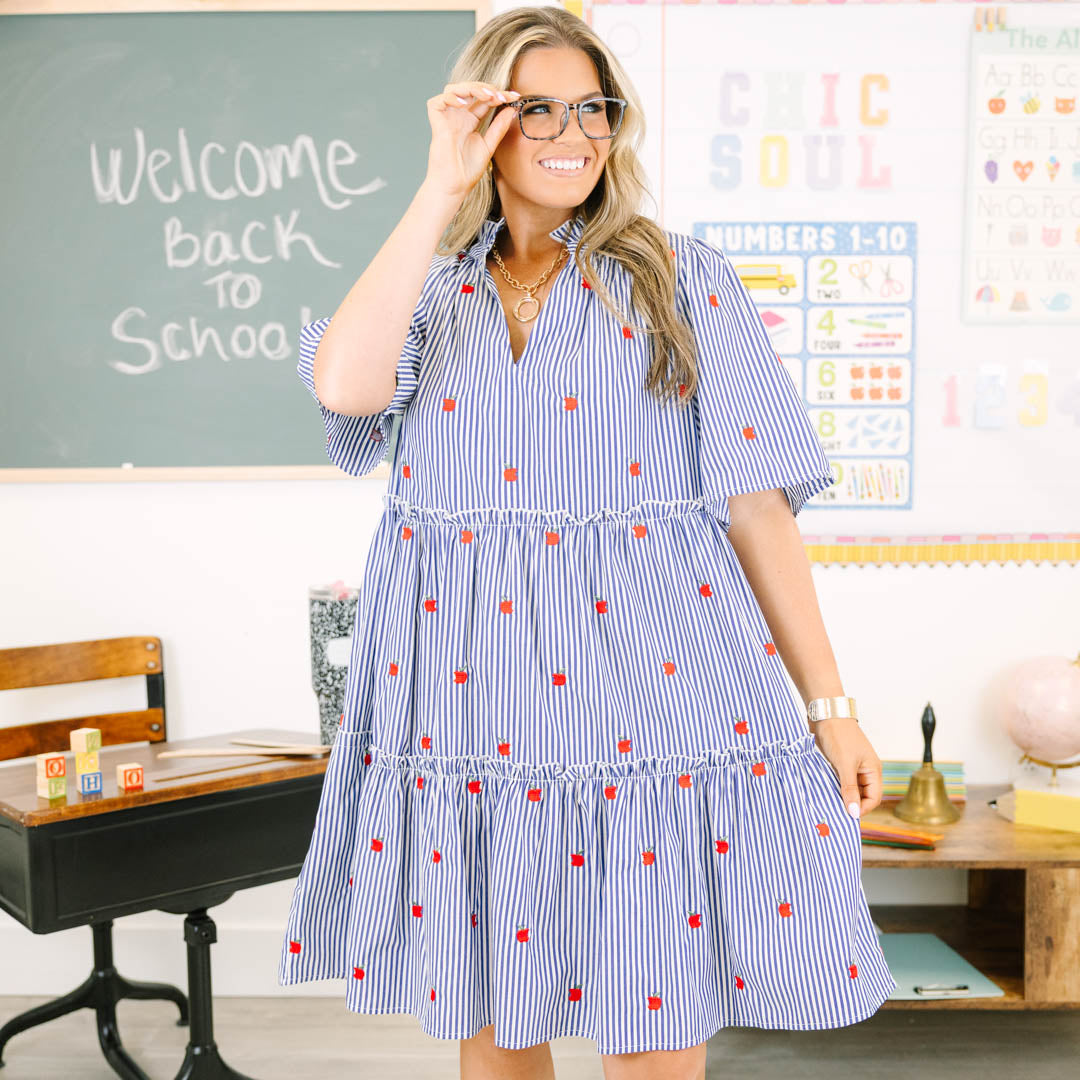 The Polished Apple Dress, Navy