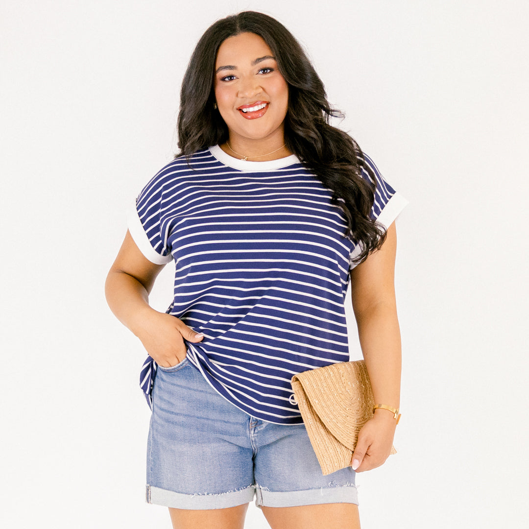 The Savannah Stroll Striped Tee, Navy
