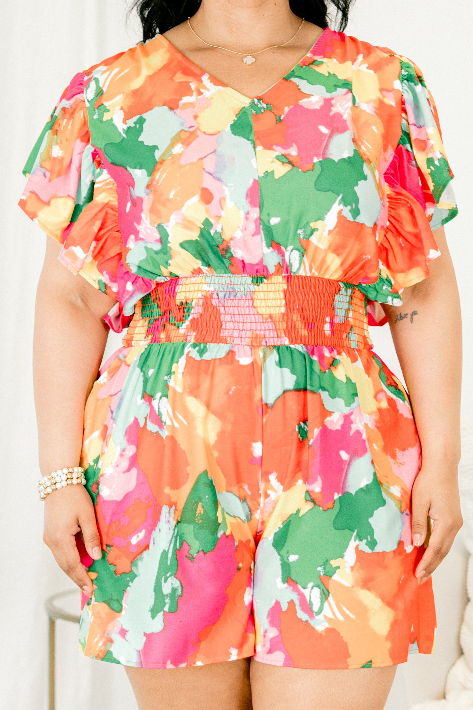 The Space Between Romper, Orange