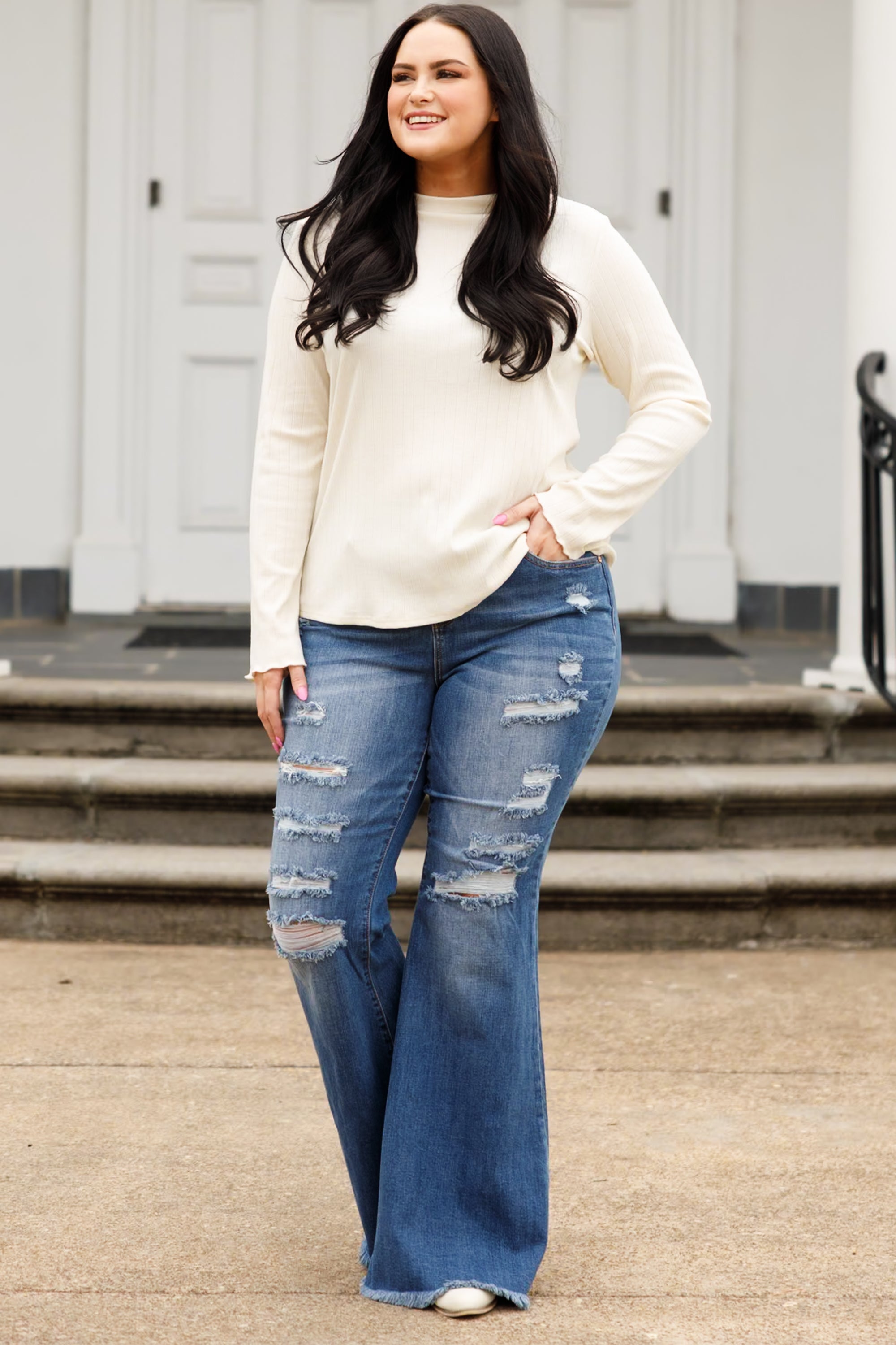 The Time Is Now Boot Cut Jeans, Dark Wash