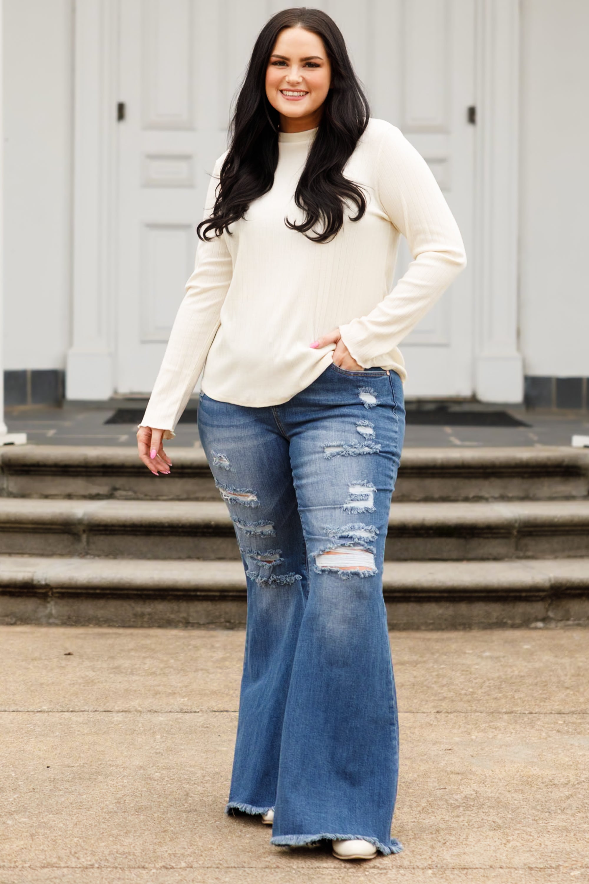The Time Is Now Boot Cut Jeans, Dark Wash