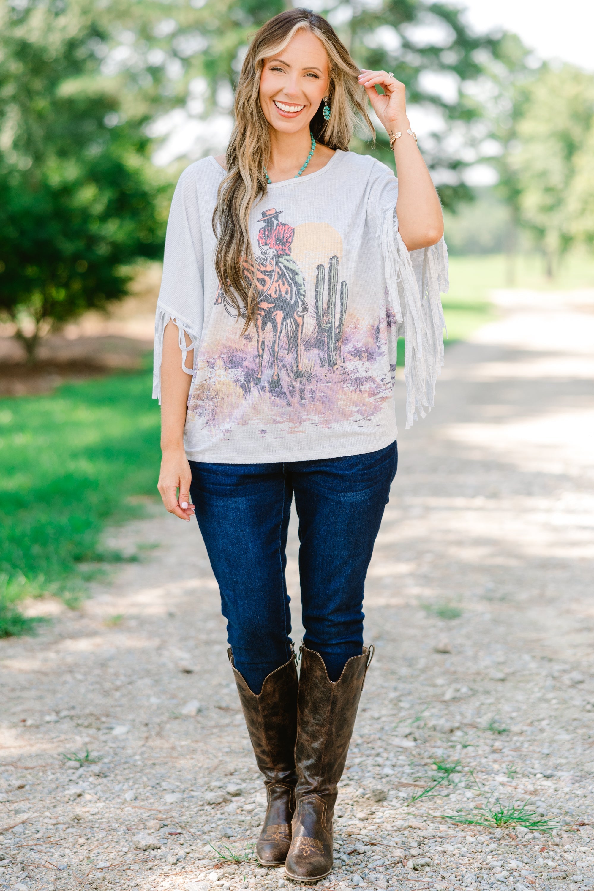 The Wild West Top, Heather Gray