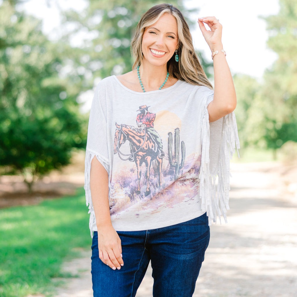 The Wild West Top, Heather Gray