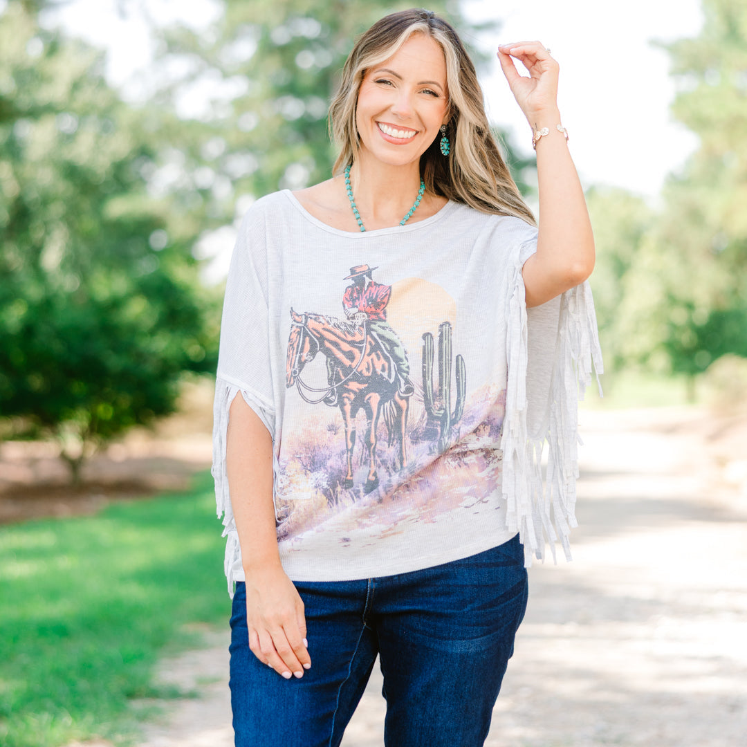 The Wild West Top, Heather Gray