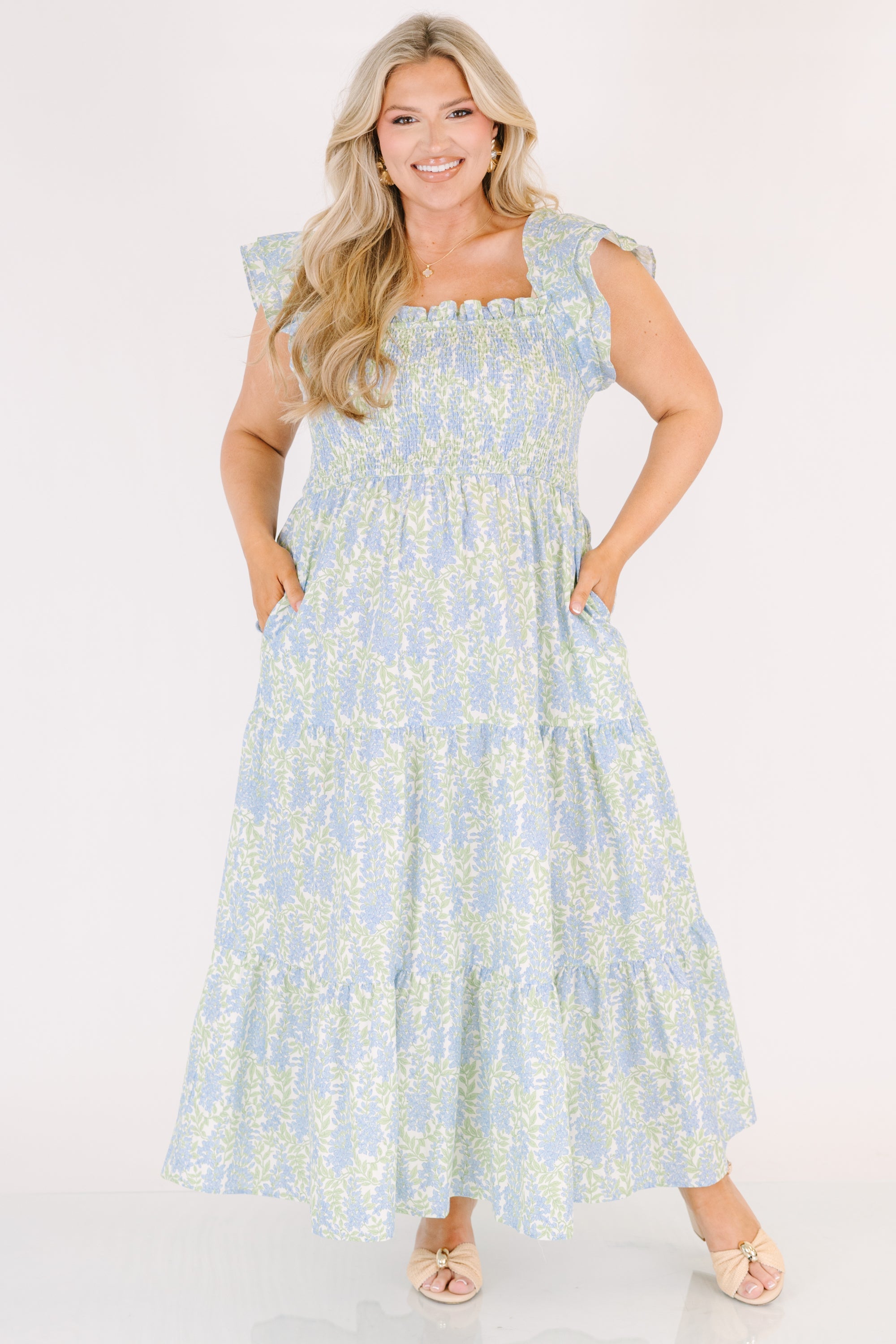 The Wildflower's Song Maxi Dress, Blue Floral Mix