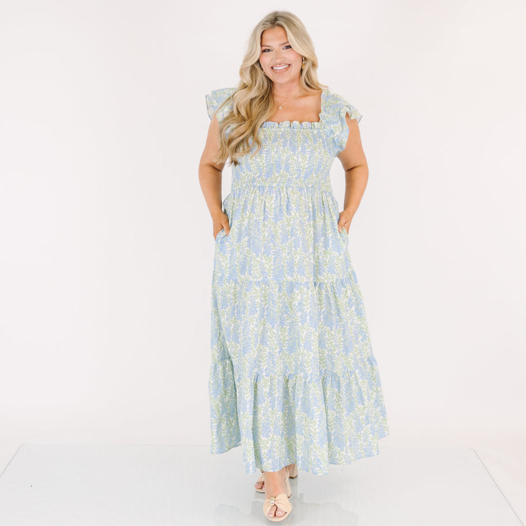 The Wildflower's Song Maxi Dress, Blue Floral Mix