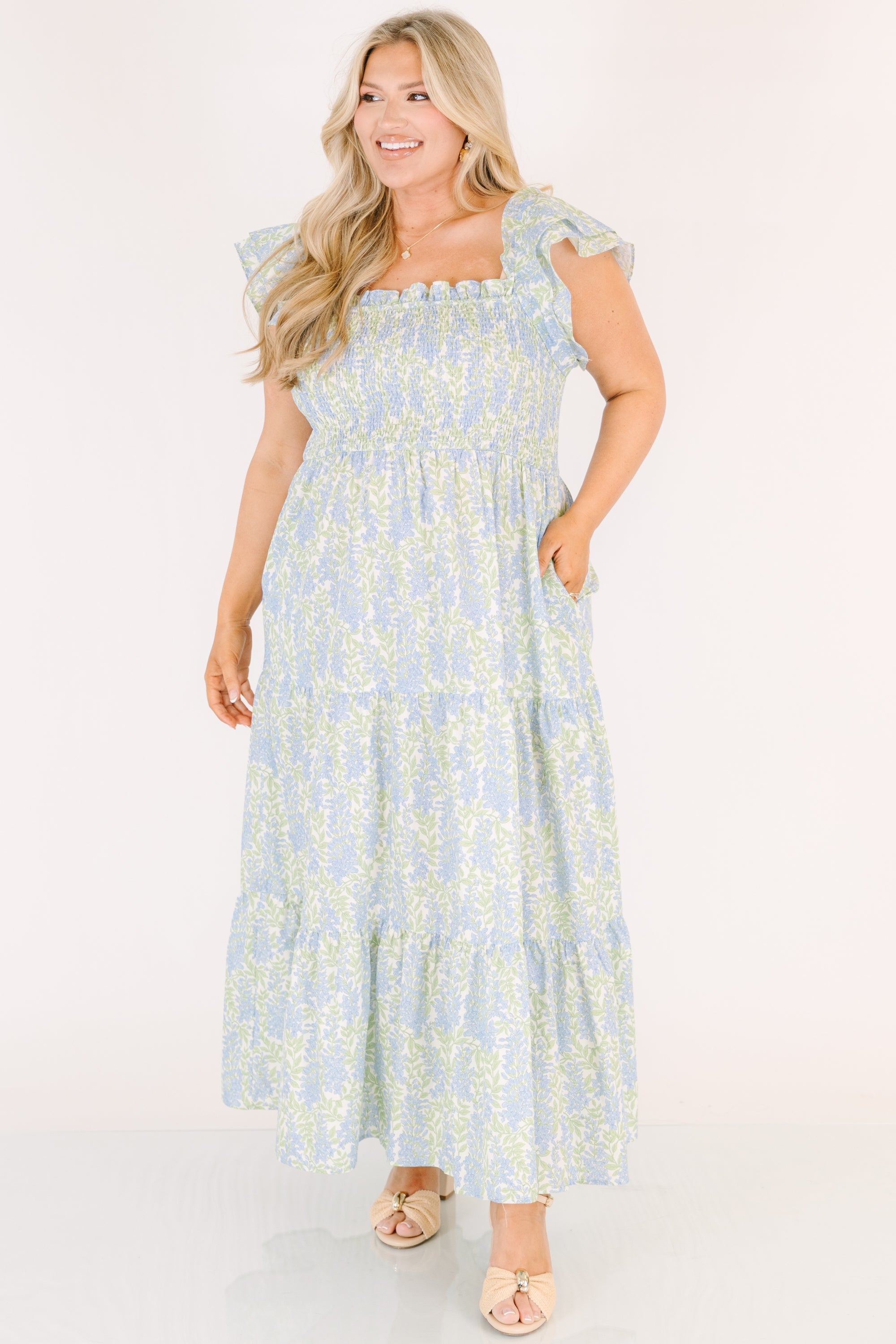 The Wildflower's Song Maxi Dress, Blue Floral Mix