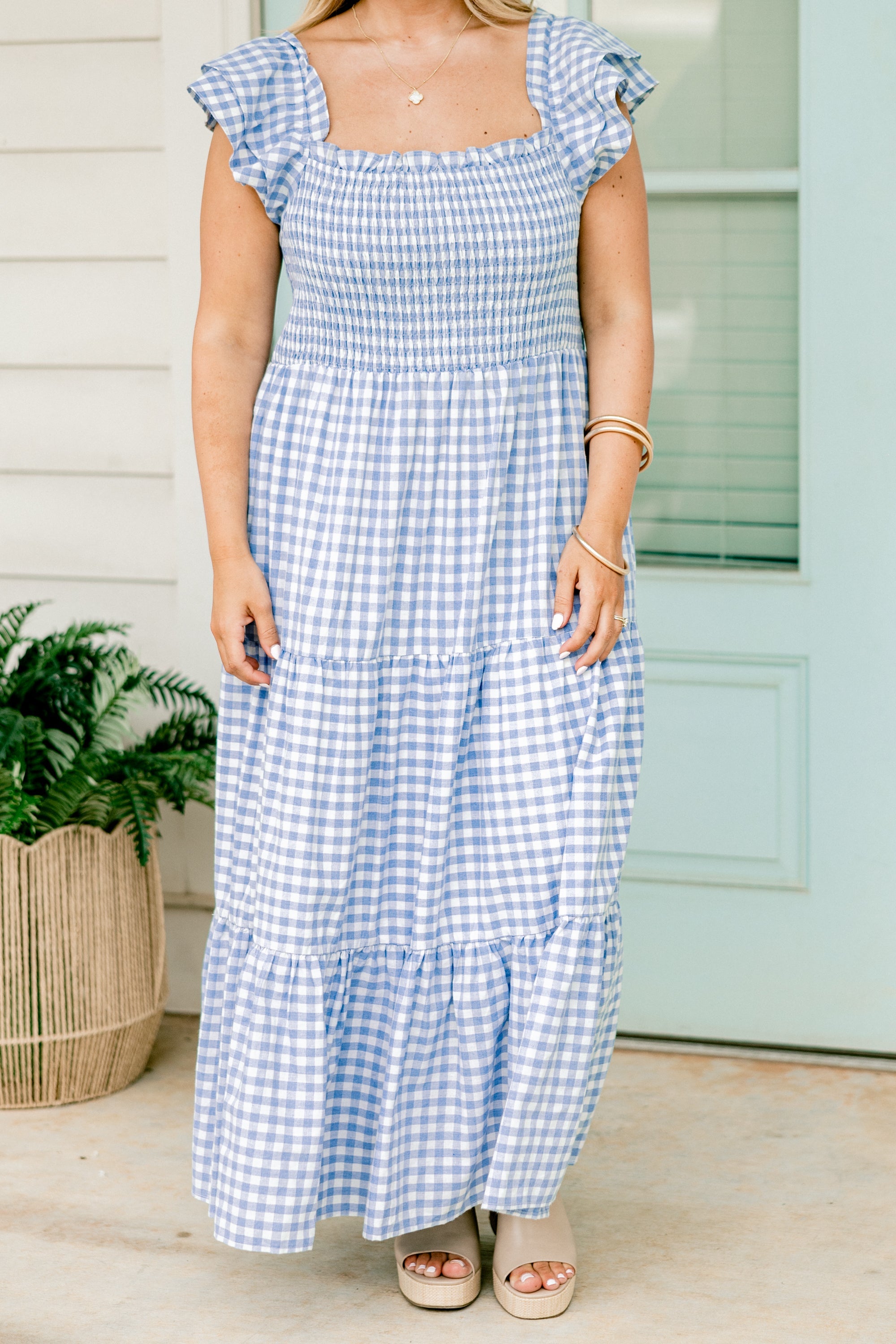 The Wildflower's Song Maxi Dress, Blue Gingham