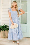 The Wildflower's Song Maxi Dress, Blue Gingham