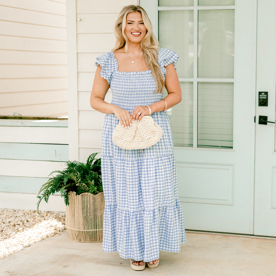 The Wildflower's Song Maxi Dress, Blue Gingham