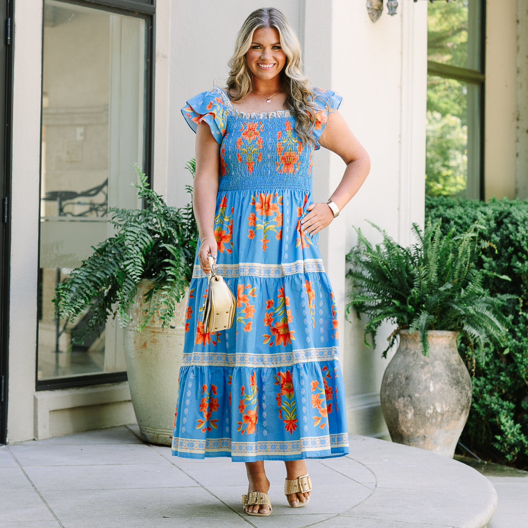 The Wildflower's Song Maxi Dress, Coral Multi