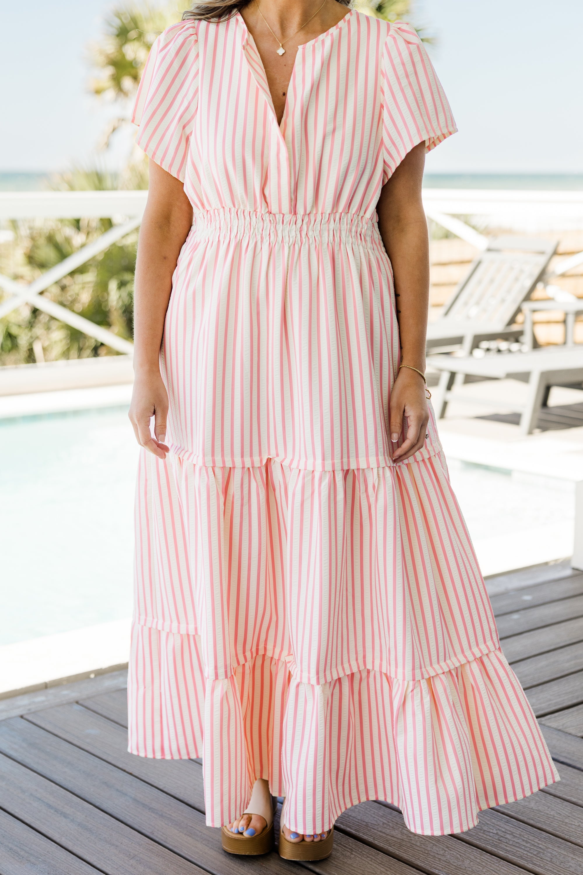 This & That Maxi Dress, Pink Stripe
