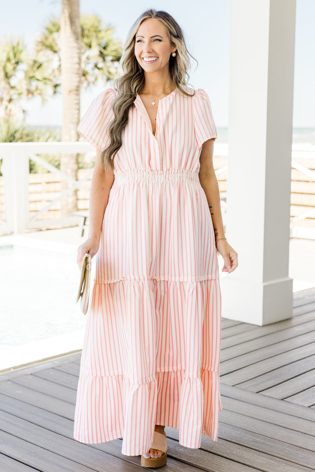 This & That Maxi Dress, Pink Stripe