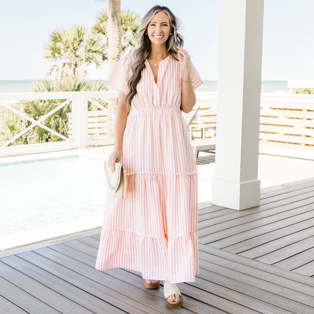 This & That Maxi Dress, Pink Stripe