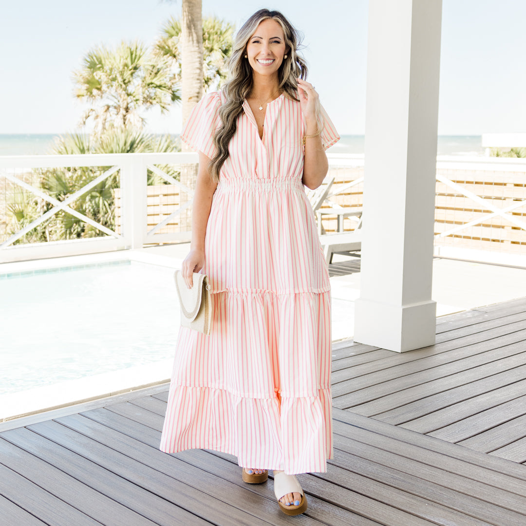 This & That Maxi Dress, Pink Stripe
