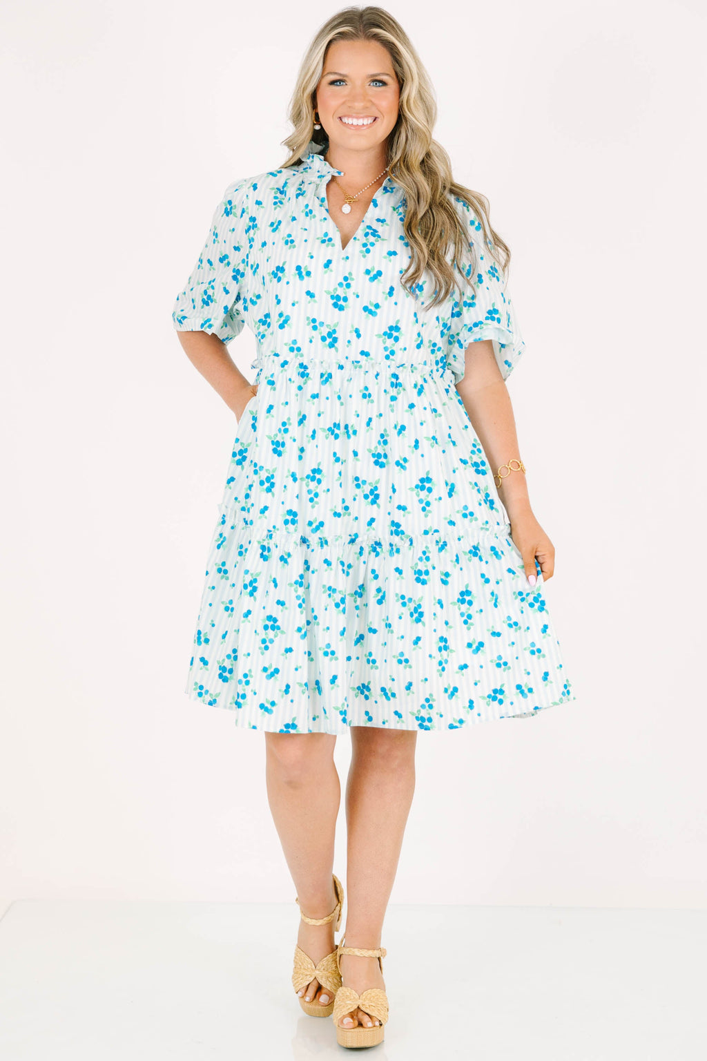 Through The Arbor Dress, Blue Floral
