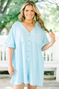 Throw On And Go Romper, Aqua