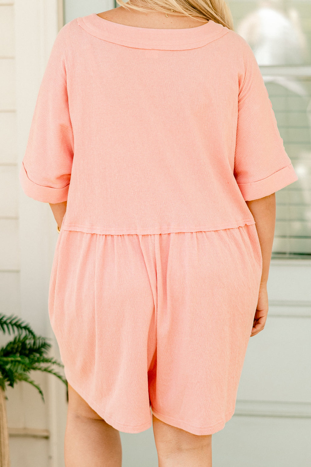 Throw On And Go Romper, Blush