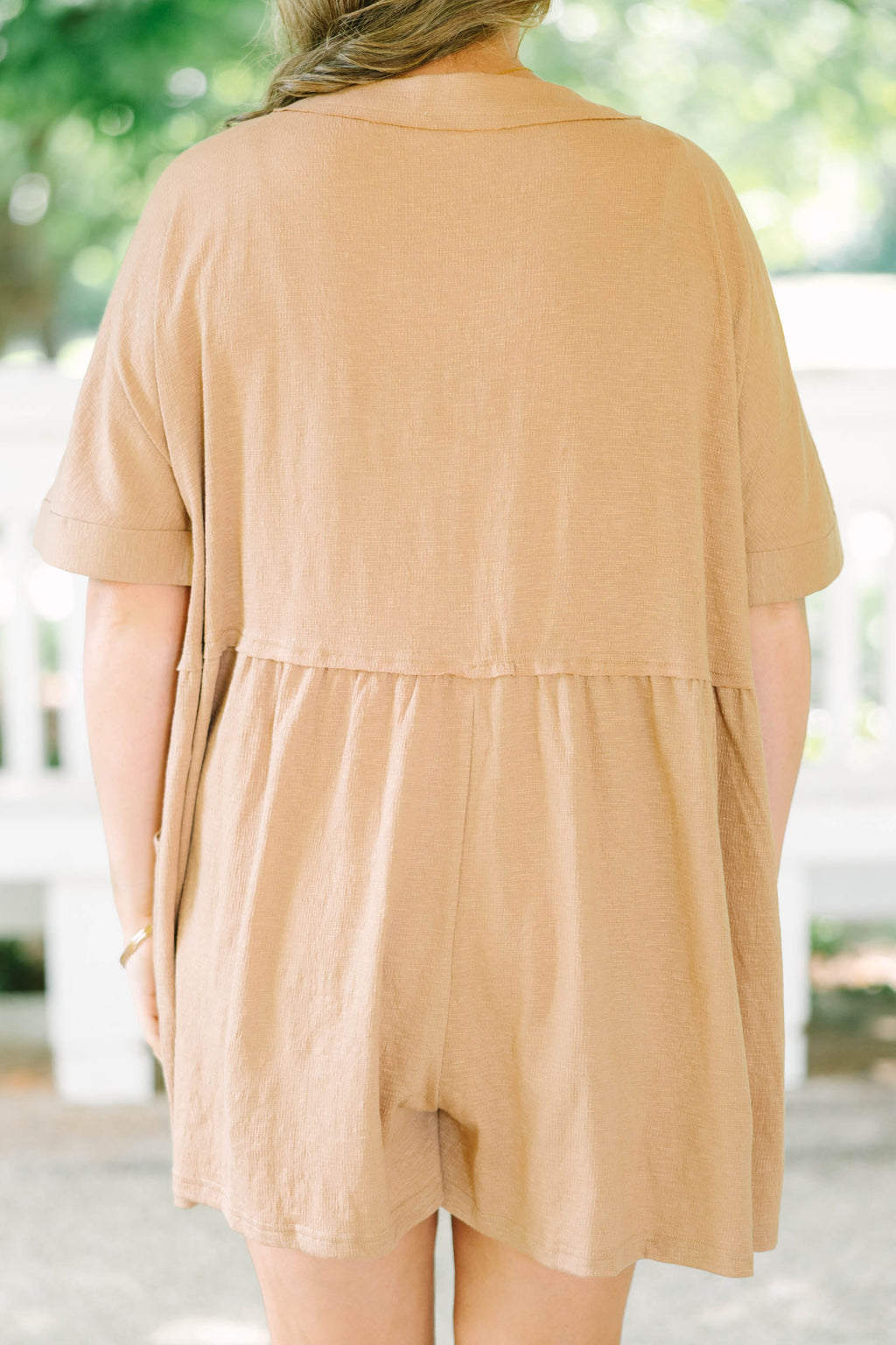 Throw On And Go Romper, Brown