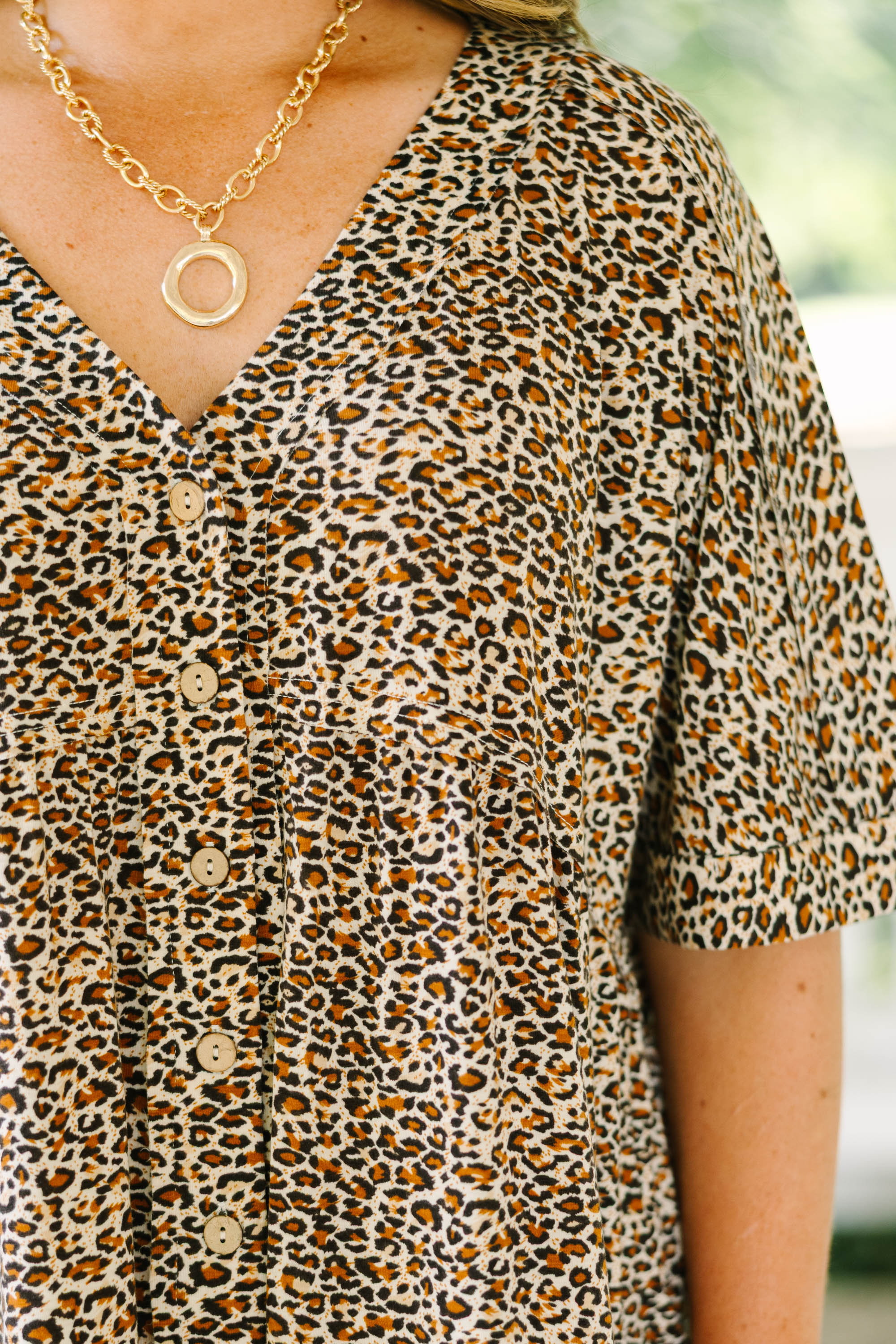 Throw On And Go Romper, Brown Leopard