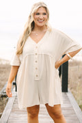 Throw On And Go Romper, Brown Stripe
