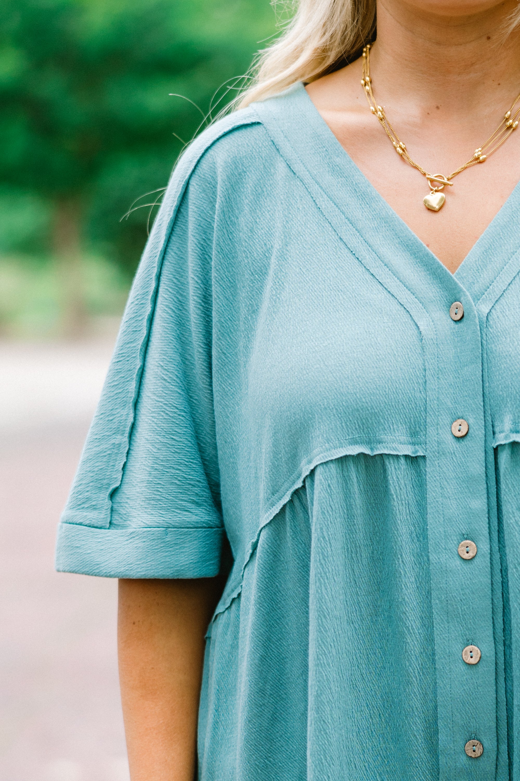 Throw On And Go Romper, Dusty Teal