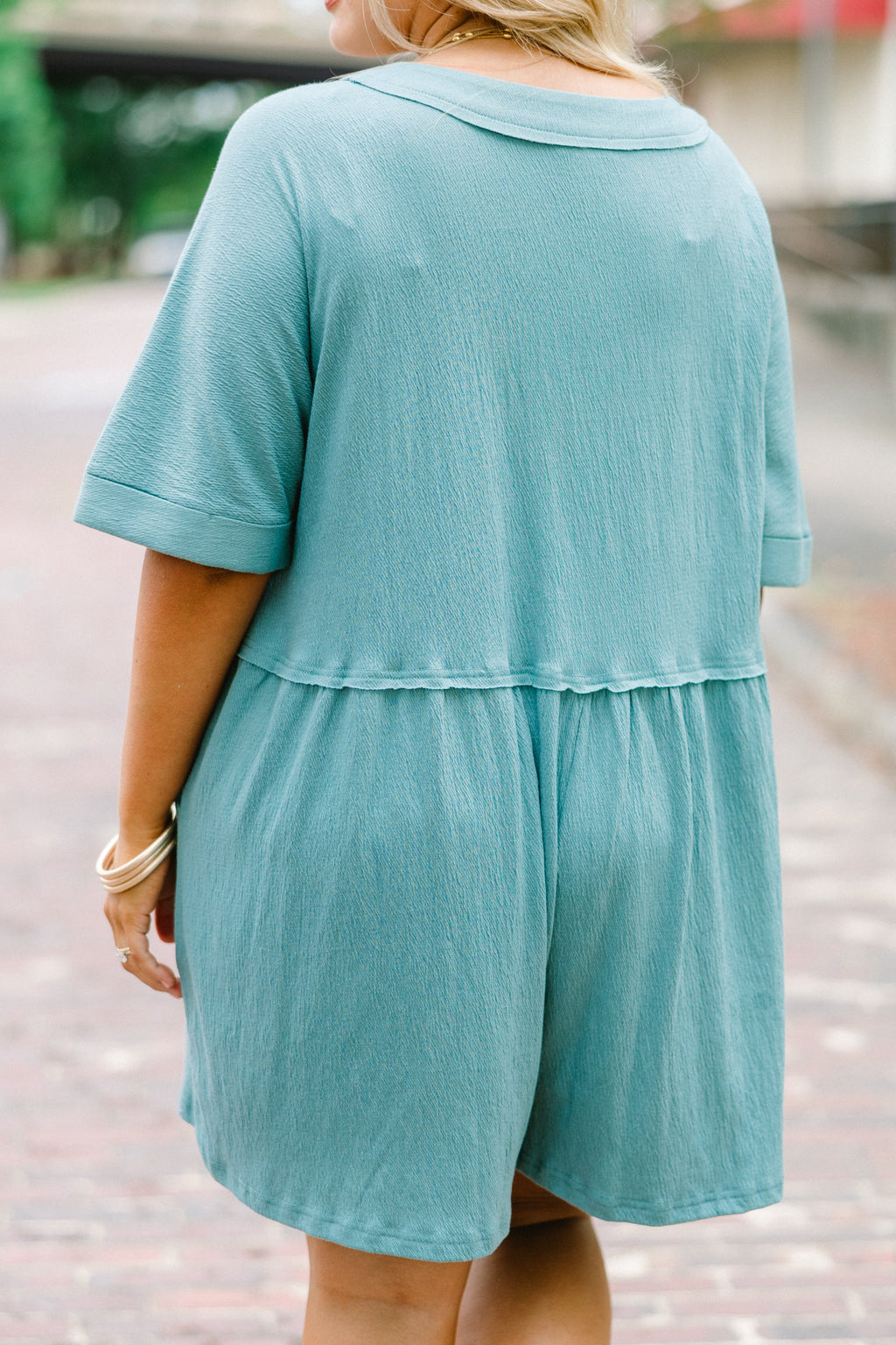 Throw On And Go Romper, Dusty Teal