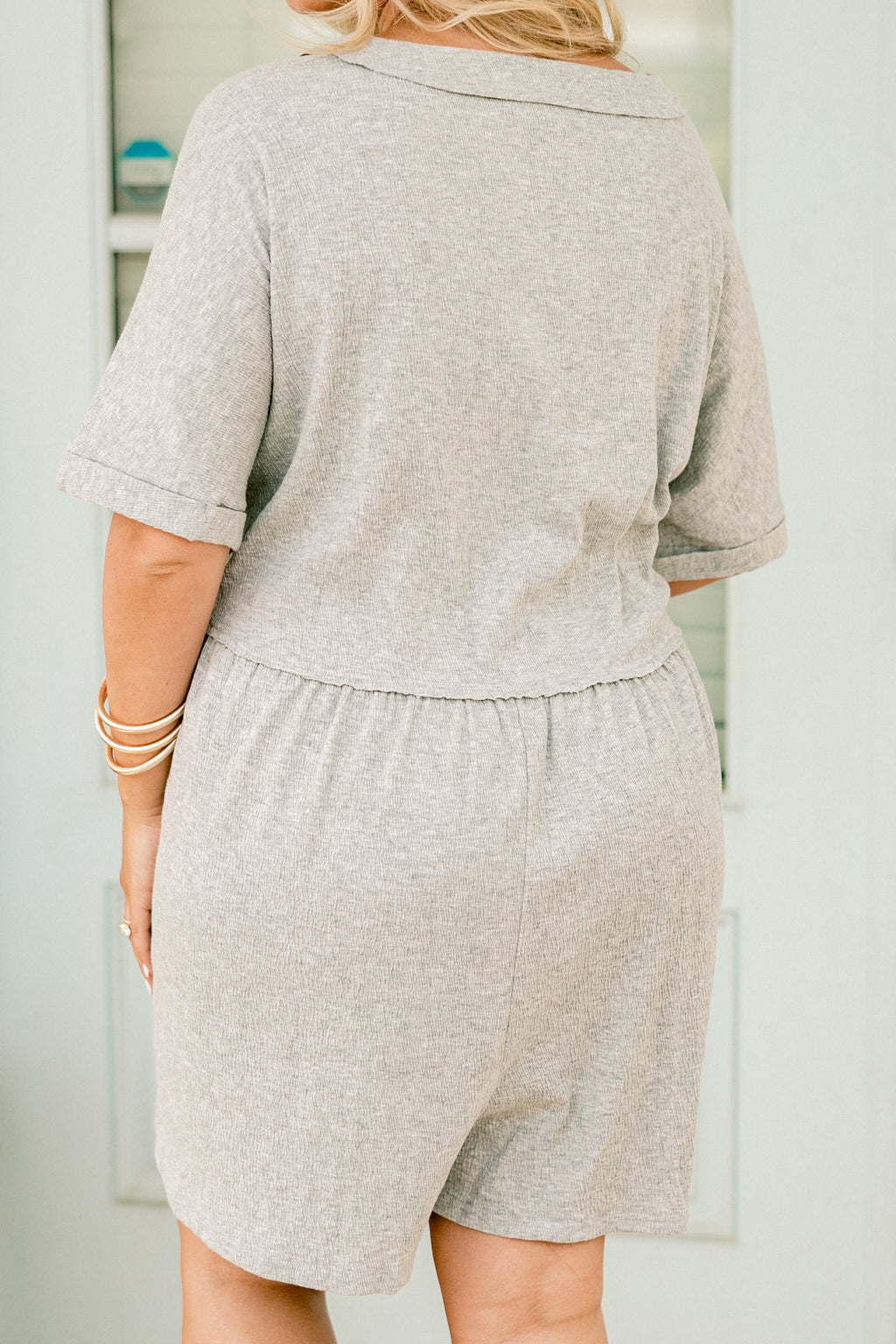 Throw On And Go Romper, Heather Grey