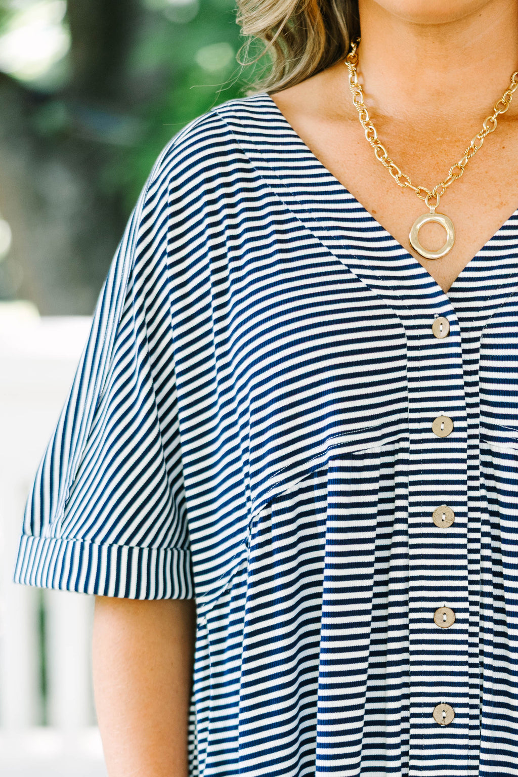Throw On And Go Romper, Navy Stripe