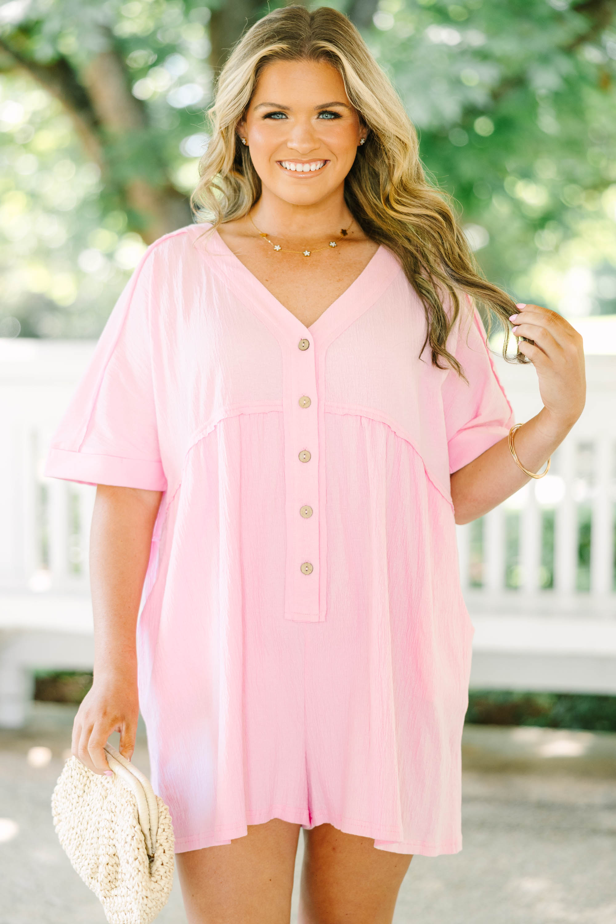 Throw On And Go Romper, Orchid