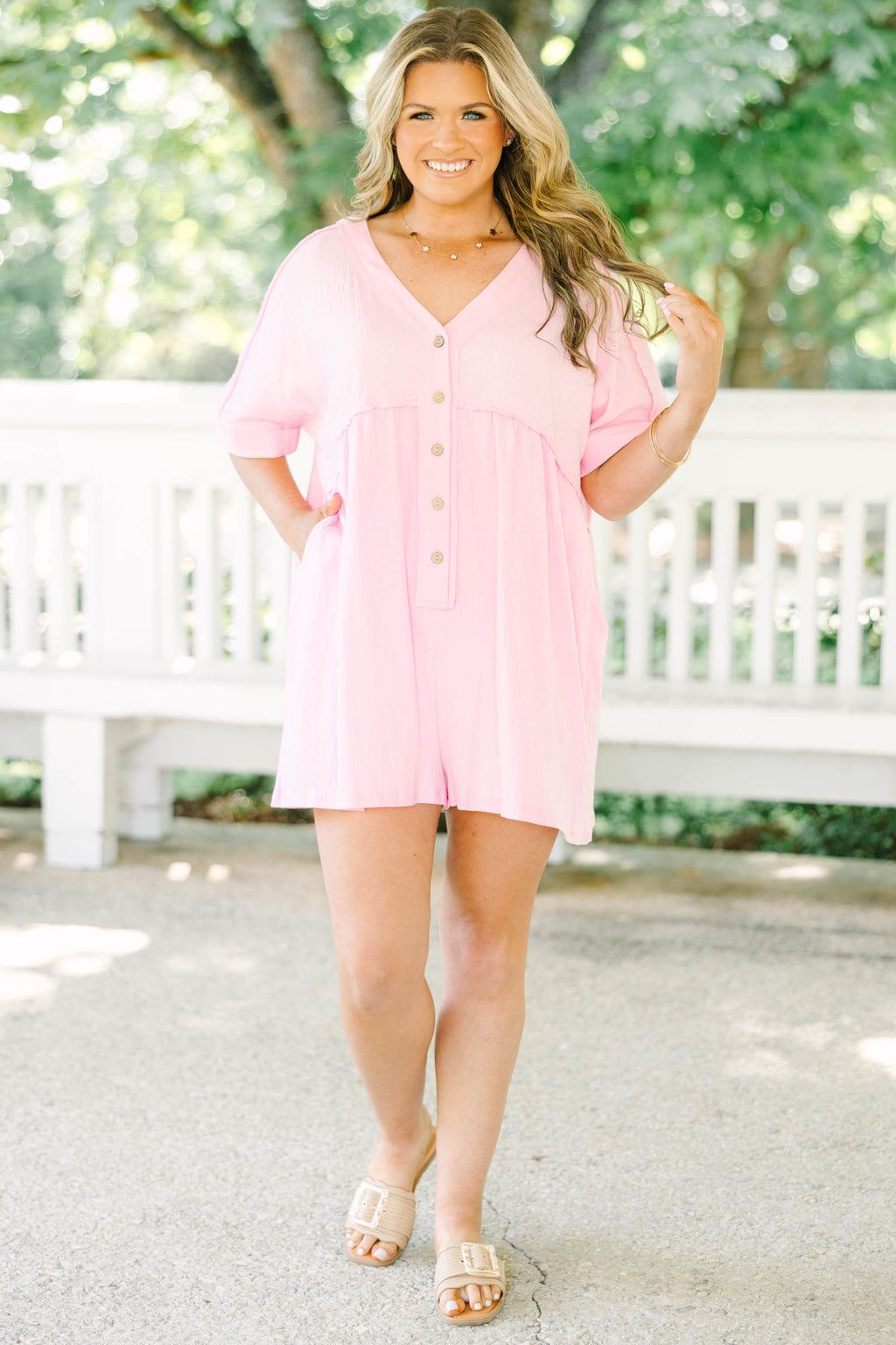 Throw On And Go Romper, Orchid